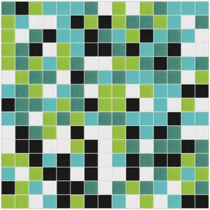 3/4 inch glass mosaic tile blend:   Play It Again Glass Mosaic Tile Blend, CLB-047