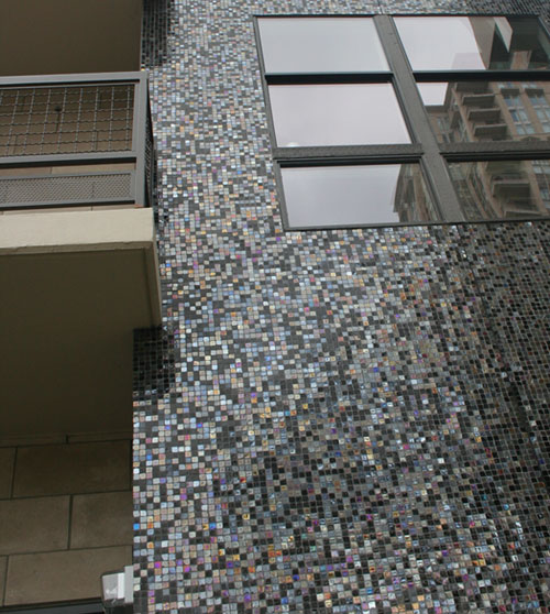 Alexan Post Oak Exterior Glass Mosaic Installation