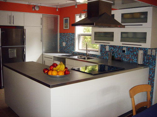 Residential Kitchen Photo Kaleiodoscope Colorways Glass Mosaic Backsplash Tiles