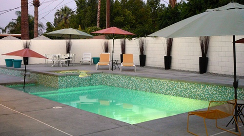 Mid-Century Modern Palm Springs Swimming Pool in Ashbury Glass Mosaic Tile Blend