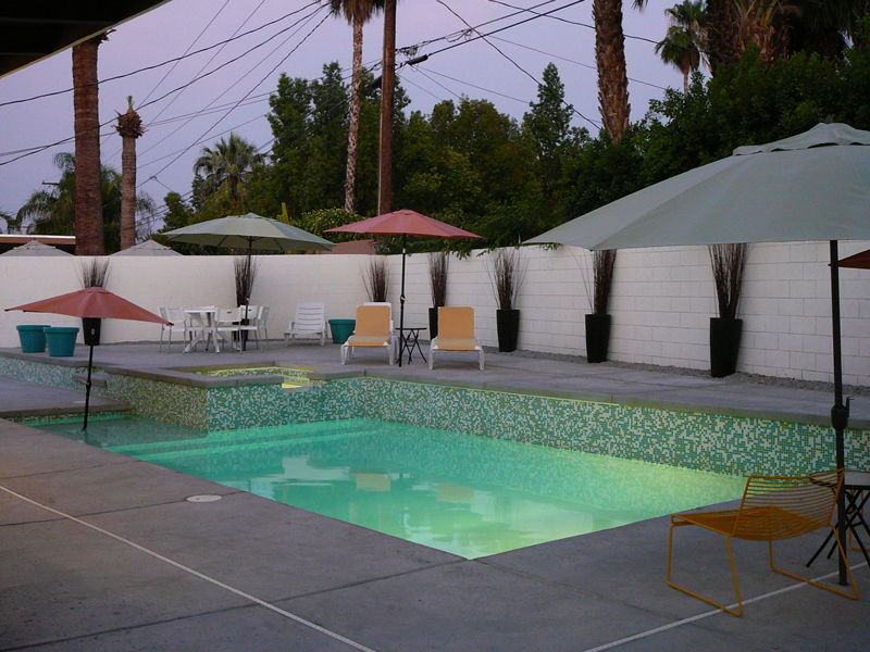Kaleidoscope Colorways Ashbury Glass Mosaic Tile Blend Swimming Pool - Mid-Century Modern Home in Palm Springs, CA