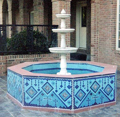Mosaic Tile Fountain Designed and Installed by Tom Cocca