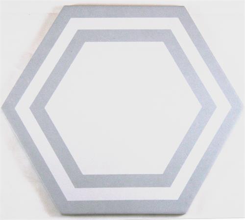 Lyric Grounded Collection 8 x 9 Deco Hexagon Floor Tile - Gray & White