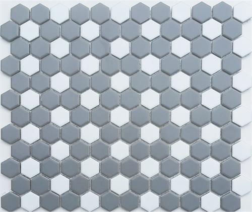 Gray & White Hexagon Tile Polka Dot Pattern