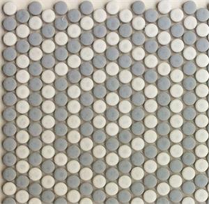 Bullseye Penny Tile Pattern in White & Blue-Gray