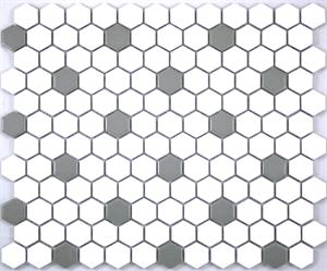 Lyric Building Basics - White and Gray Satin Glazed 1 inch Hexagon