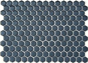 Jet Black Hexagon, Lyric Retro Glazed Porcelain Mosaic Tiles