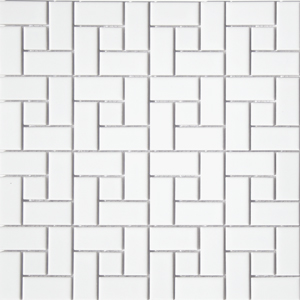 Lyric White Satin Glazed Porcelain Pinwheel Pattern Mosaic Tile