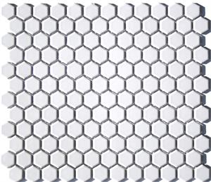 Lyric Modern Mosaics -Cotton White Satin Hexagon Tiles