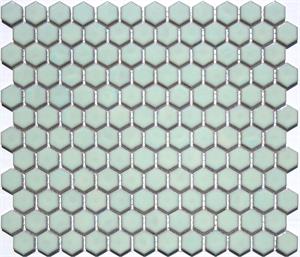 1 inch Glazed Porcelain Hex mosaic tile in Celadon Green