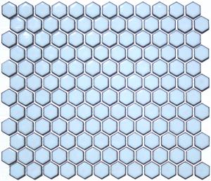 1 inch Glazed Porcelain Hex mosaic tile in Sky Blue