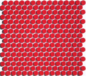 Primary Red Penny Tile from the Lyric Modern Mosaics Collection