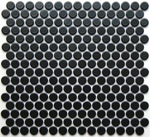 Matte Licorice Black Penny Tile from the Lyric Modern Mosaics Collection