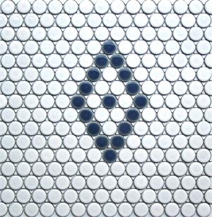 Blue and White Diamond Mosaic Tile Pattern