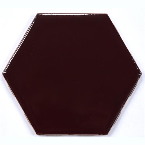 4 inch Maroon Hex Tile