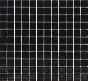 Glazed 1 x 1 Porcelain Mosaic Tiles in Hide Black