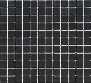 Glazed 1 x 1 Porcelain Mosaic Tiles in Hide Black