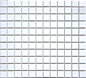 Glazed 1 x 1 Porcelain Mosaic Tiles in Seek White