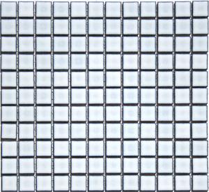 Glazed 1 x 1 Porcelain Mosaic Tiles in Fly White