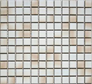 Glazed 1 x 1 Porcelain Mosaic Tiles in Lounge Cream