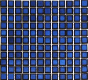 Glazed 1 x 1 Porcelain Mosaic Tiles in Wave Blue