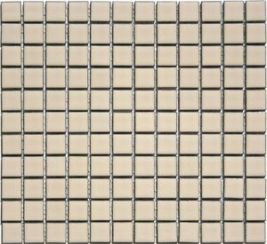 Glazed 1 x 1 Porcelain Mosaic Tiles in Ease Cream