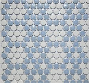 White & Periwinkle Penny Tile Mosaic Pattern - Lacework