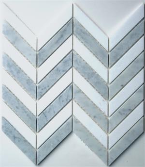 Gray and White Marble Chevron Mosaic Tile Pattern