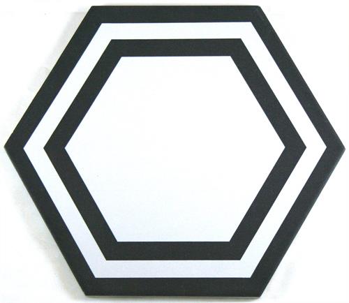 Lyric Grounded Collection 8 x 9 Deco Hexagon Floor Tile - Black & White