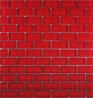 Cardinal Red Glass Subway Mosaic Tile 1 x 2