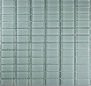 Prism Glass Subway Mosaic Tiles in Aquiline Stacked Joint (1 x 2)