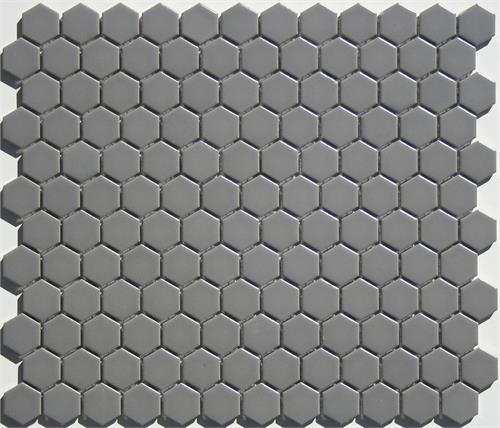 Satin Gray Hex Tile - 1 x 1