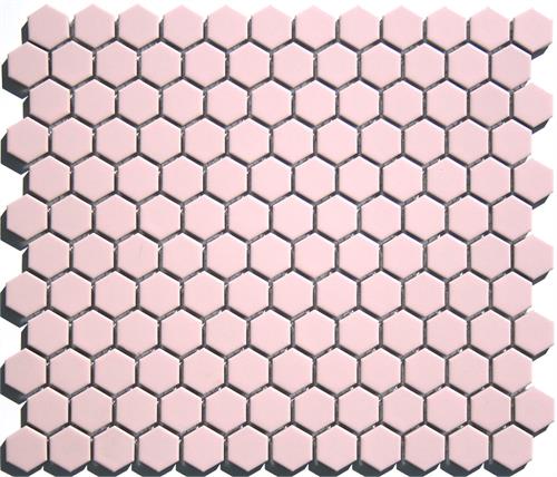 Satin Light Pink Hex Tile - 1 x 1