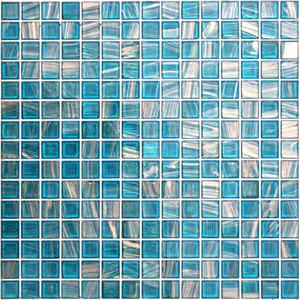  Aura Aventurine Transparent Aqua Metallic Glass Mosaic Tile - Bahia