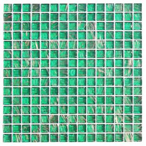 Aura Aventurine Green Metallic Glass Mosaic Tile - Eden