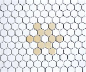 Matte White & Yellow Snowflake Hex Tile pattern