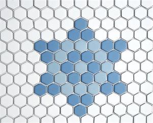 Matte White & Blue Starburst Hex Tile pattern
