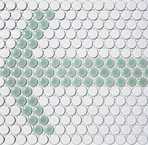 Arrow Penny Tile Pattern in White and Mint Green