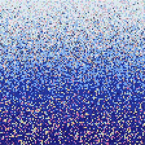 White to Cobalt Blue Iridescent Glass Mosaic Tile Gradient