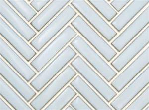 Herringbone Mosaic Tile in Powder Blue Glazed Porcelain
