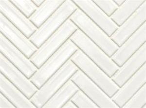 Ice White Gloss 3/8 x 2 inch herringbone tile