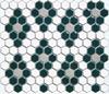 Diamond Design Hexagon Mosaic Pattern in Teal, White and Gray