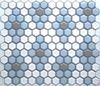 Diamond Design Hexagon Mosaic Pattern in Powder Blue, White and Gray