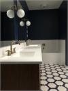 Residential Bathroom Floor in Round and Round Hex Tile Pattern