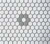 Mist Gray & White Satin Rosette Hex Tile Pattern