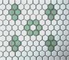 Lyric Hex Pattern in White and Celadon Green Rosette and Quad