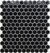 Lyric Modern Mosaics -Pitch Black Hexagon Tiles