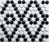 Diamond and Daisy Penny Tile Pattern in Black and White