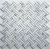 Gray and White Marble Diagonal Basketweave Mosaic Tile Pattern