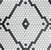 4 pc. hexagon tile pattern Modage - black and white satin glazed porcelain